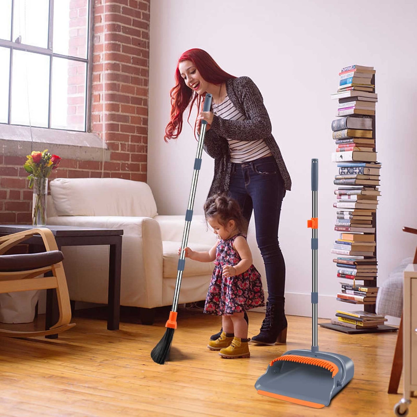 Kelamayi Self-Cleaning Broom & Dustpan Set