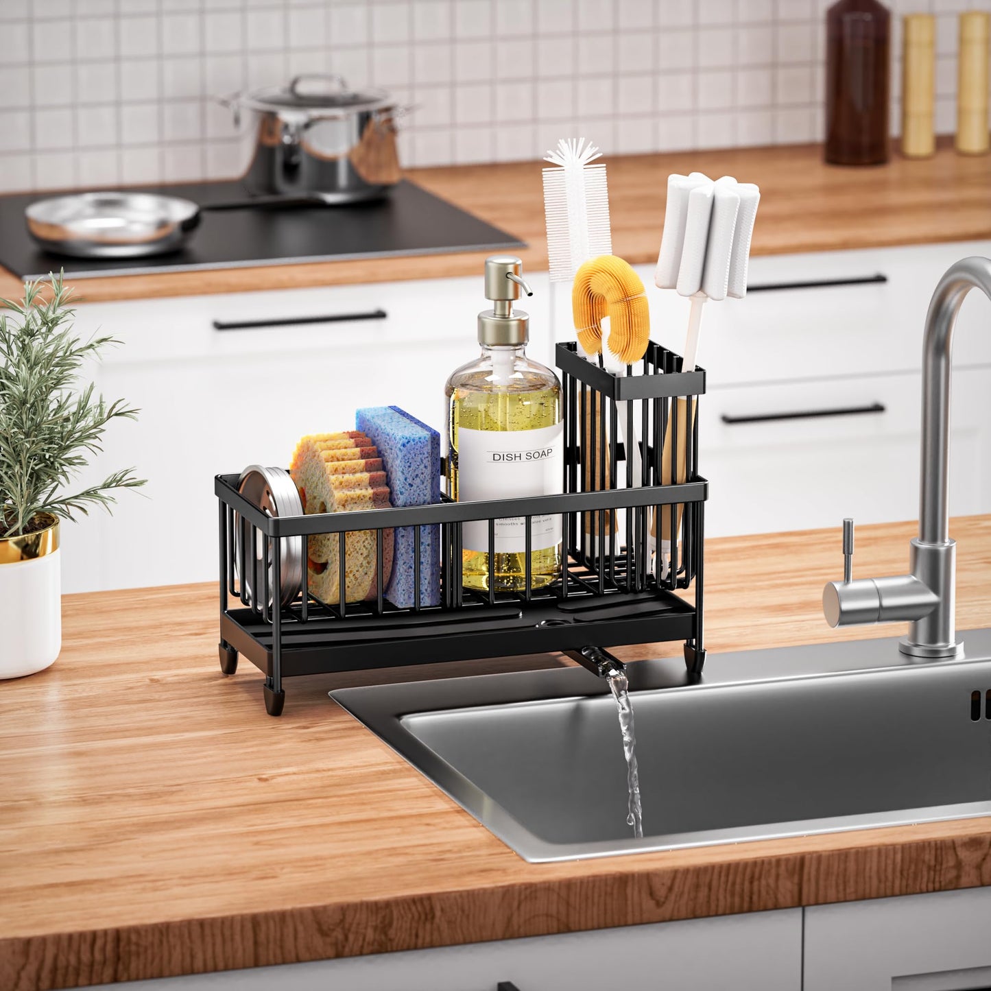 Cisily Rustproof Kitchen Sink Caddy – 9.25" Black