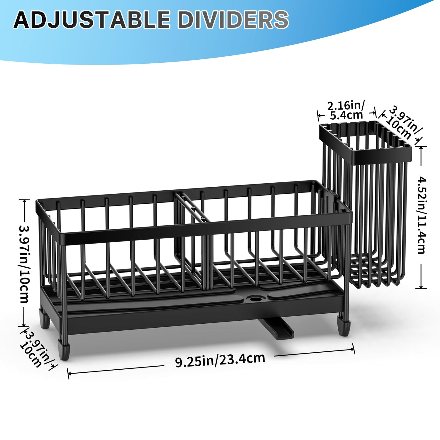 Cisily Rustproof Kitchen Sink Caddy – 9.25" Black