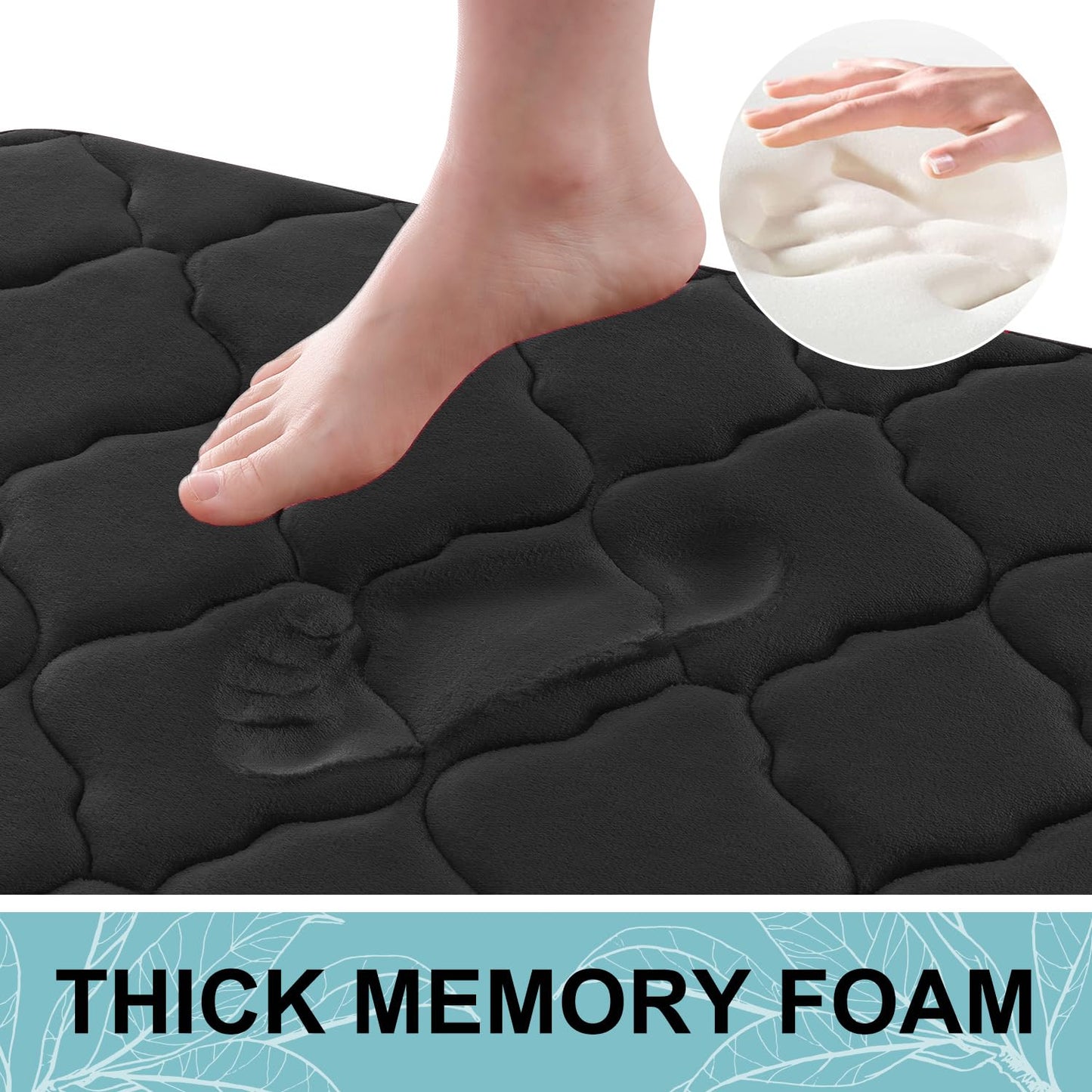 OLANLY Machine Washable Bath Mat – 24x16 Black