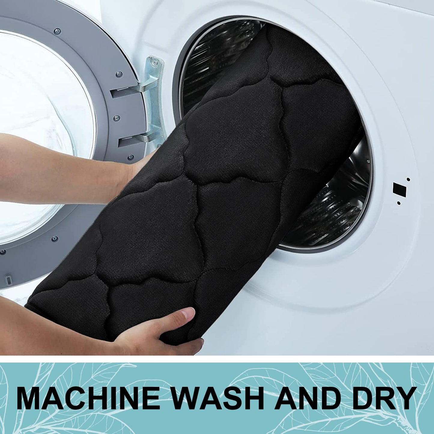 OLANLY Machine Washable Bath Mat – 24x16 Black