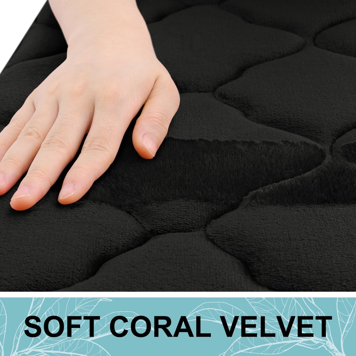 OLANLY Machine Washable Bath Mat – 24x16 Black
