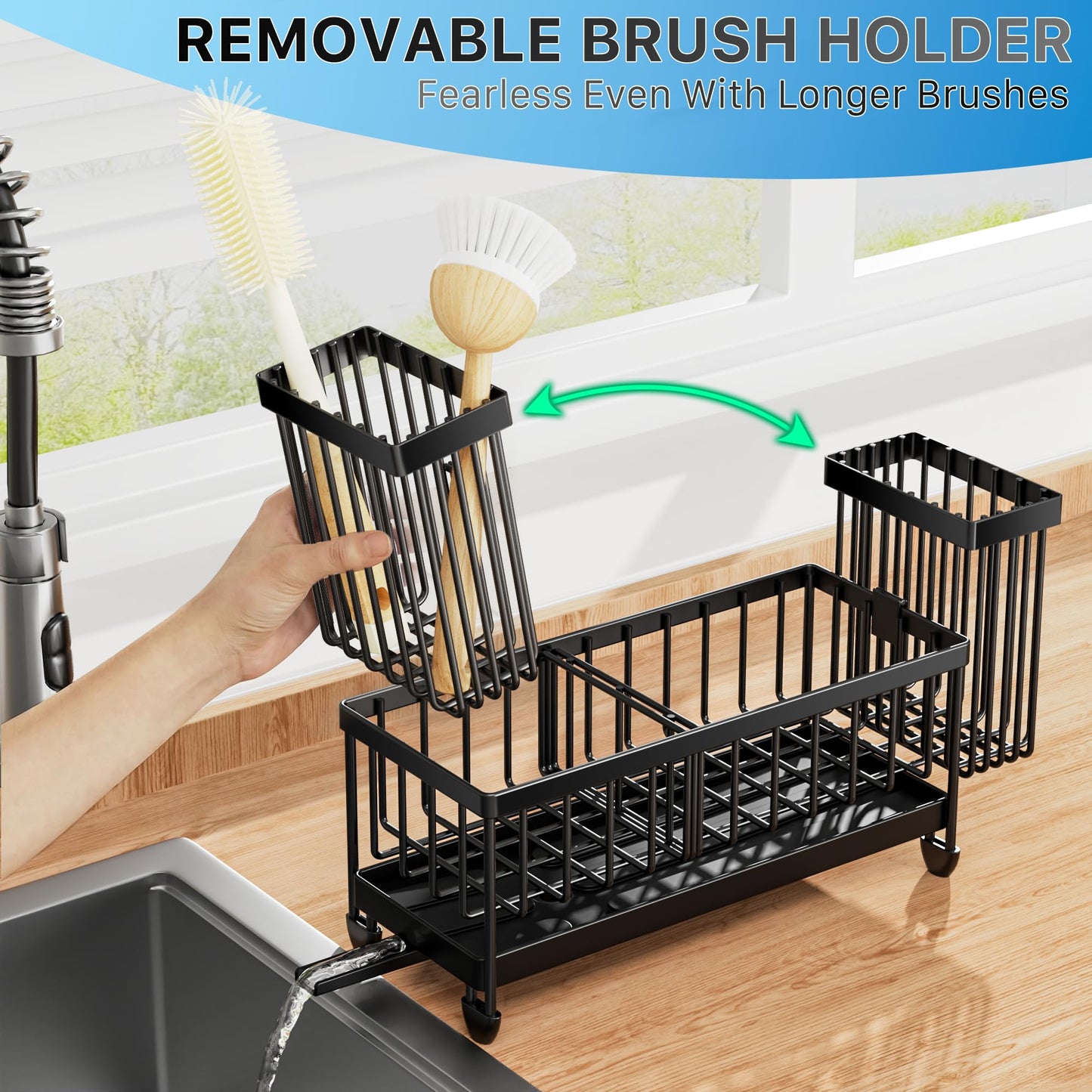 Cisily Rustproof Kitchen Sink Caddy – 9.25" Black