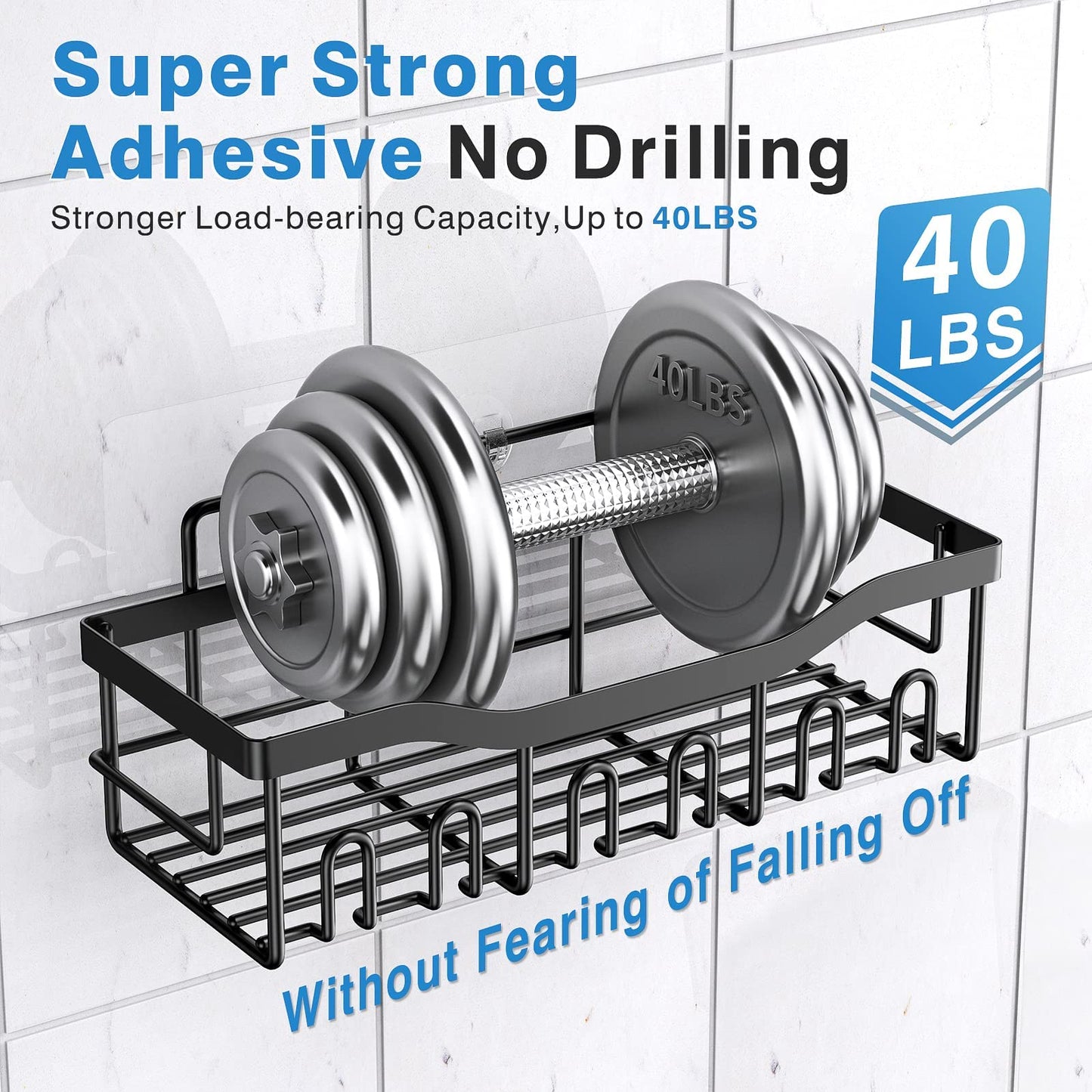 EUDELE Stainless Steel Shower Caddy Set – 5 Pack