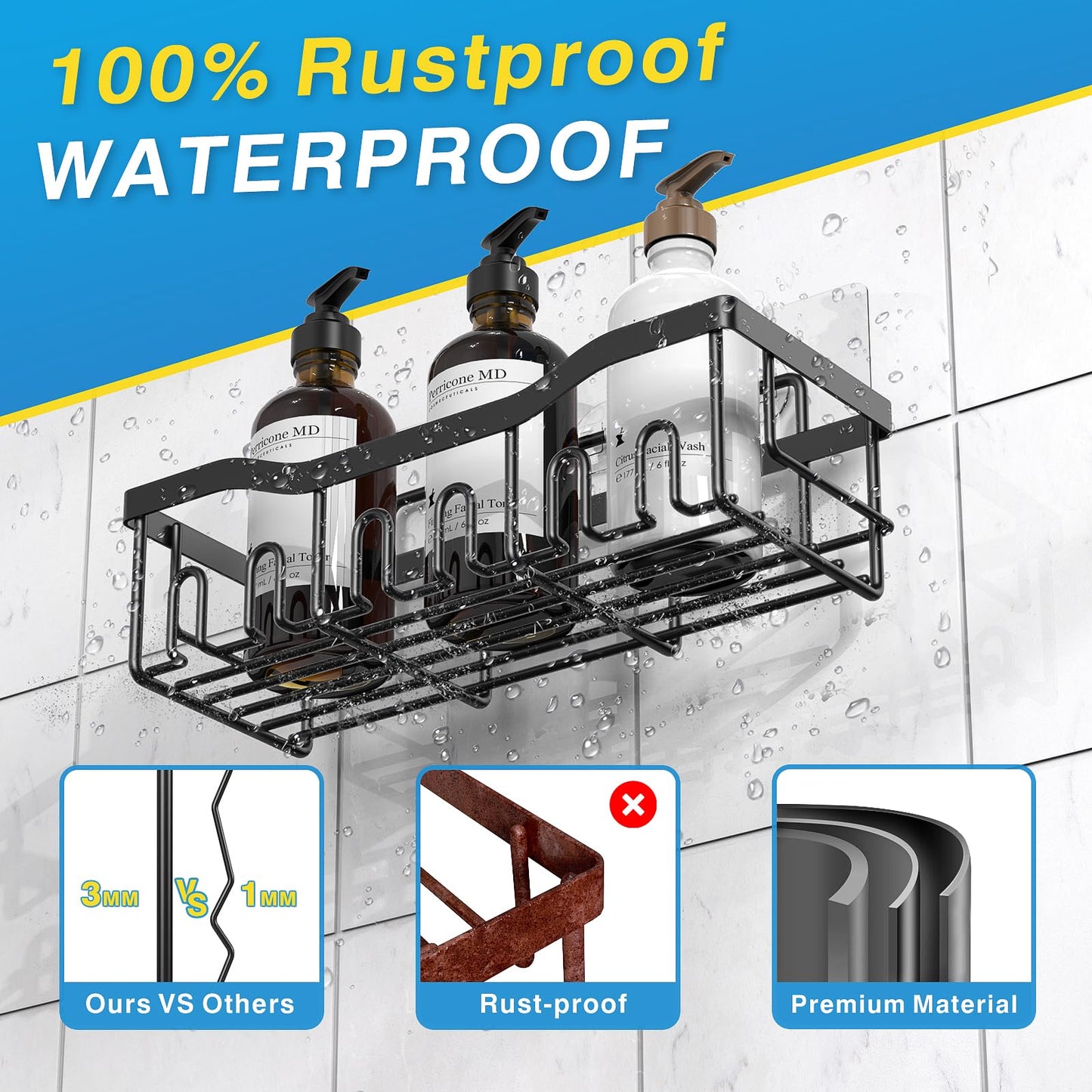 EUDELE Stainless Steel Shower Caddy Set – 5 Pack