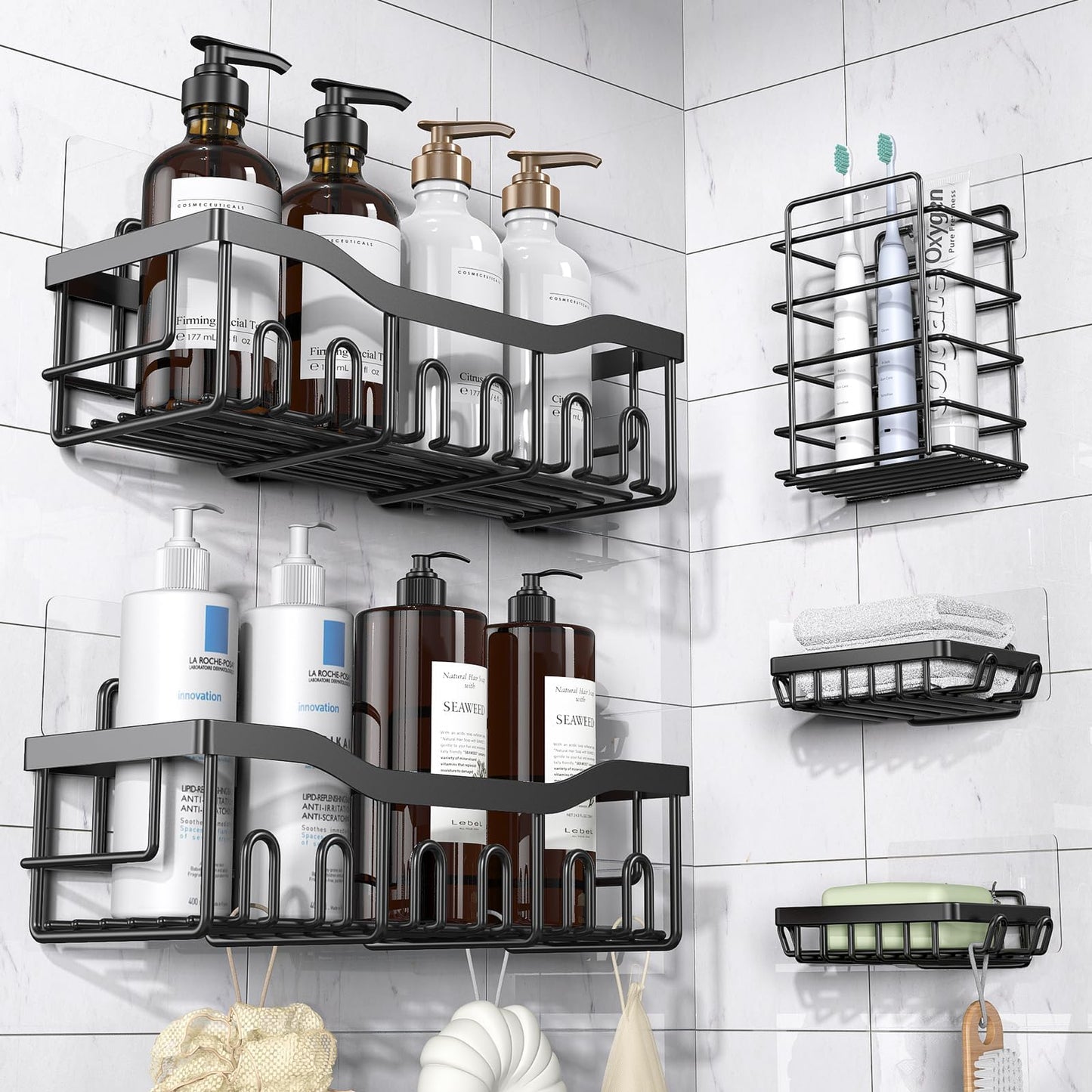 EUDELE Stainless Steel Shower Caddy Set – 5 Pack