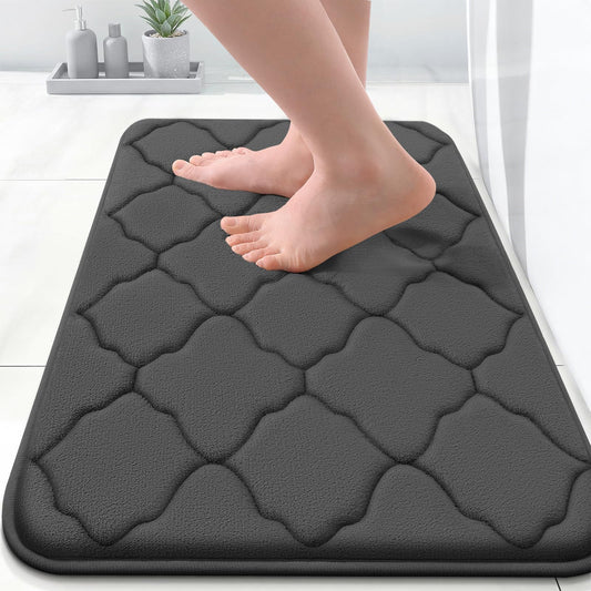 OLANLY Machine Washable Bath Mat – 24x16 Black