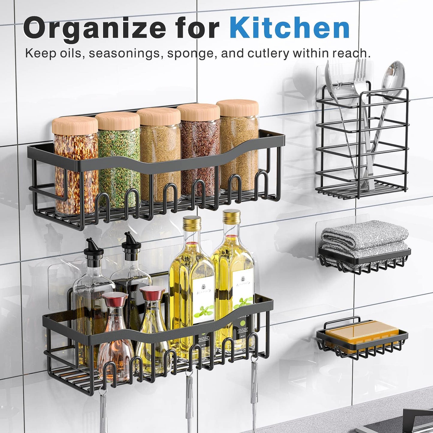 EUDELE Stainless Steel Shower Caddy Set – 5 Pack